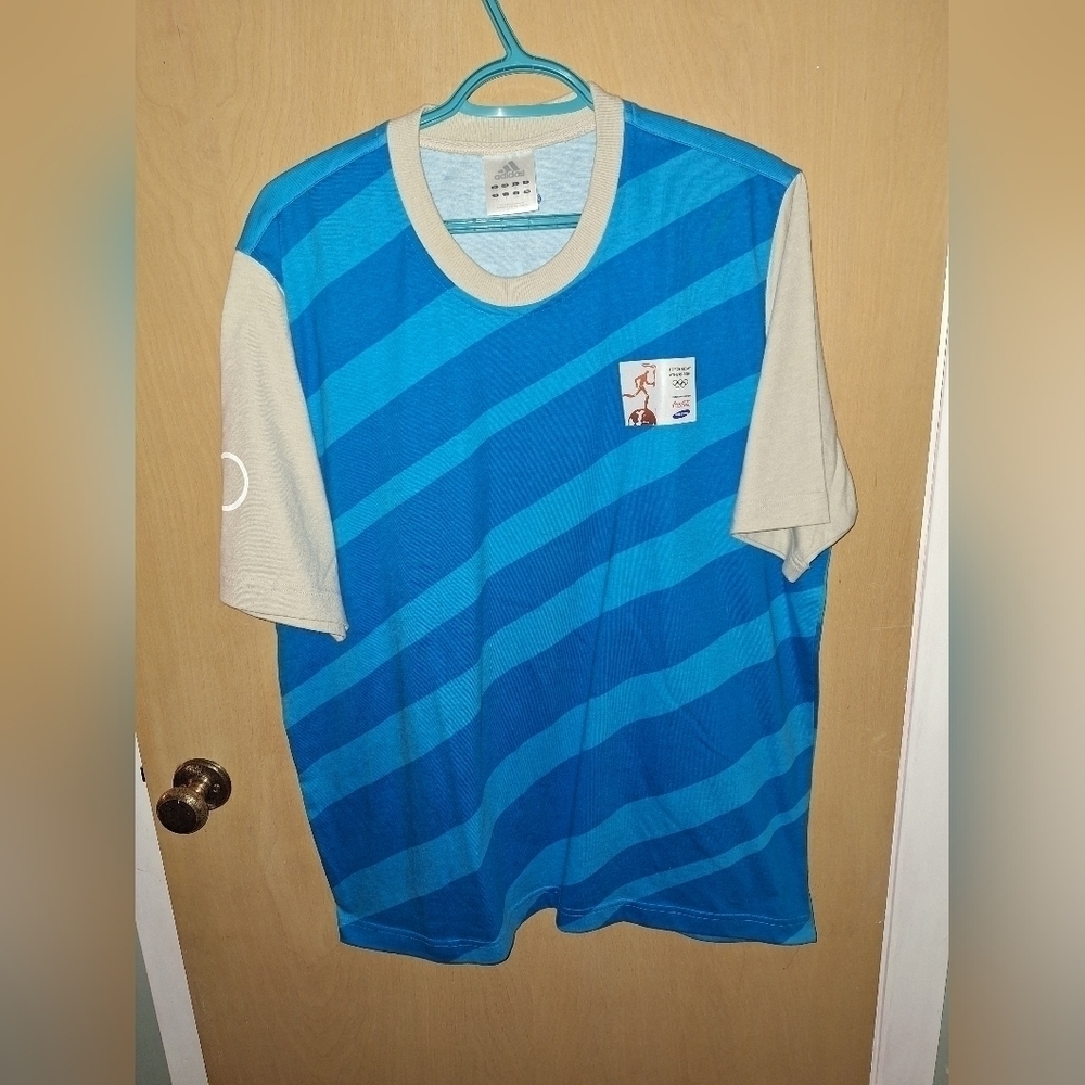 Vintage Adidas 2004 Olympics Short Sleeve Shirt Size Large - Picture 1 of 3